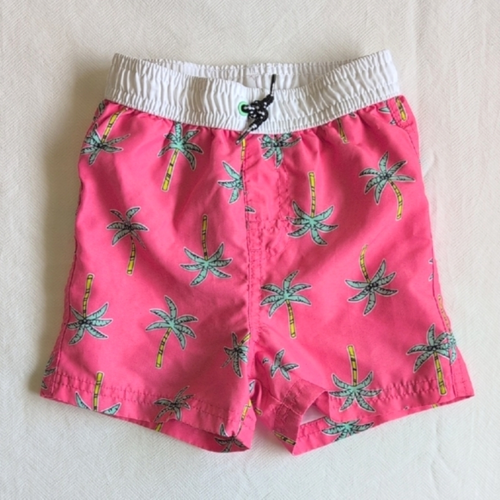 george pink tropical palm print swim trunks 12-18 months baby toddler boys